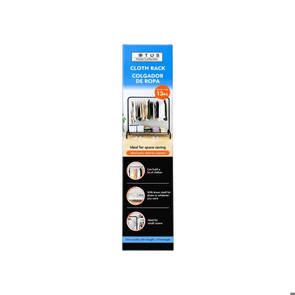 Percha de un nivel - colgador - para ropa con zapatera Lotus Home Collection LHC-CR01BK - Miniatura 3