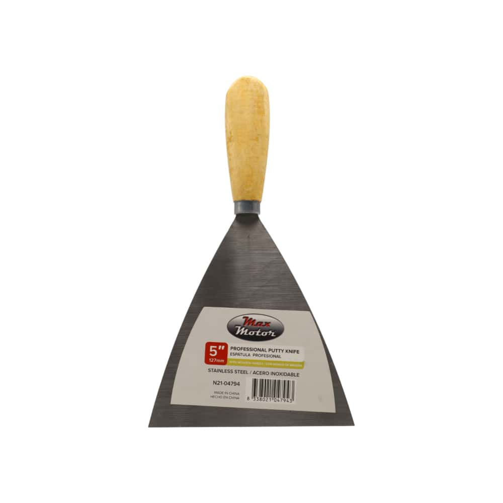 Espátula profesional 5¨ de acero inoxidable con mango de madera Max Motor - Miniatura 3