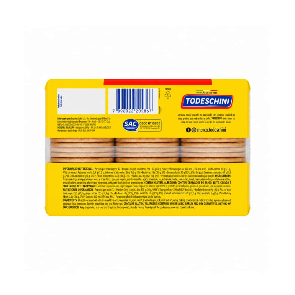 Galletas Cream Cracker sabor mantequilla Todeschini (20 x 360 g / 12 oz) - Miniatura 2