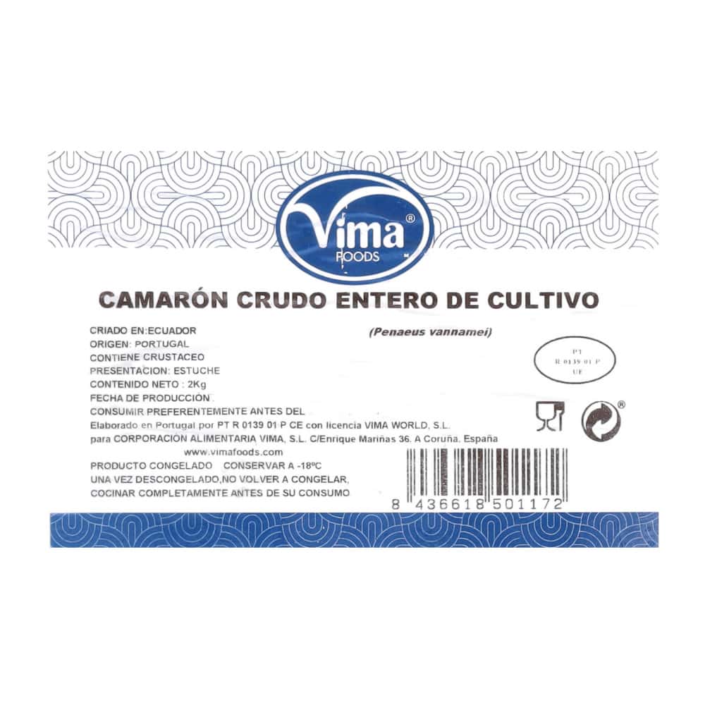 Camarón Entero de Cultivo Vima Foods (2 Kg / 4.4 Lb) - Miniatura 2