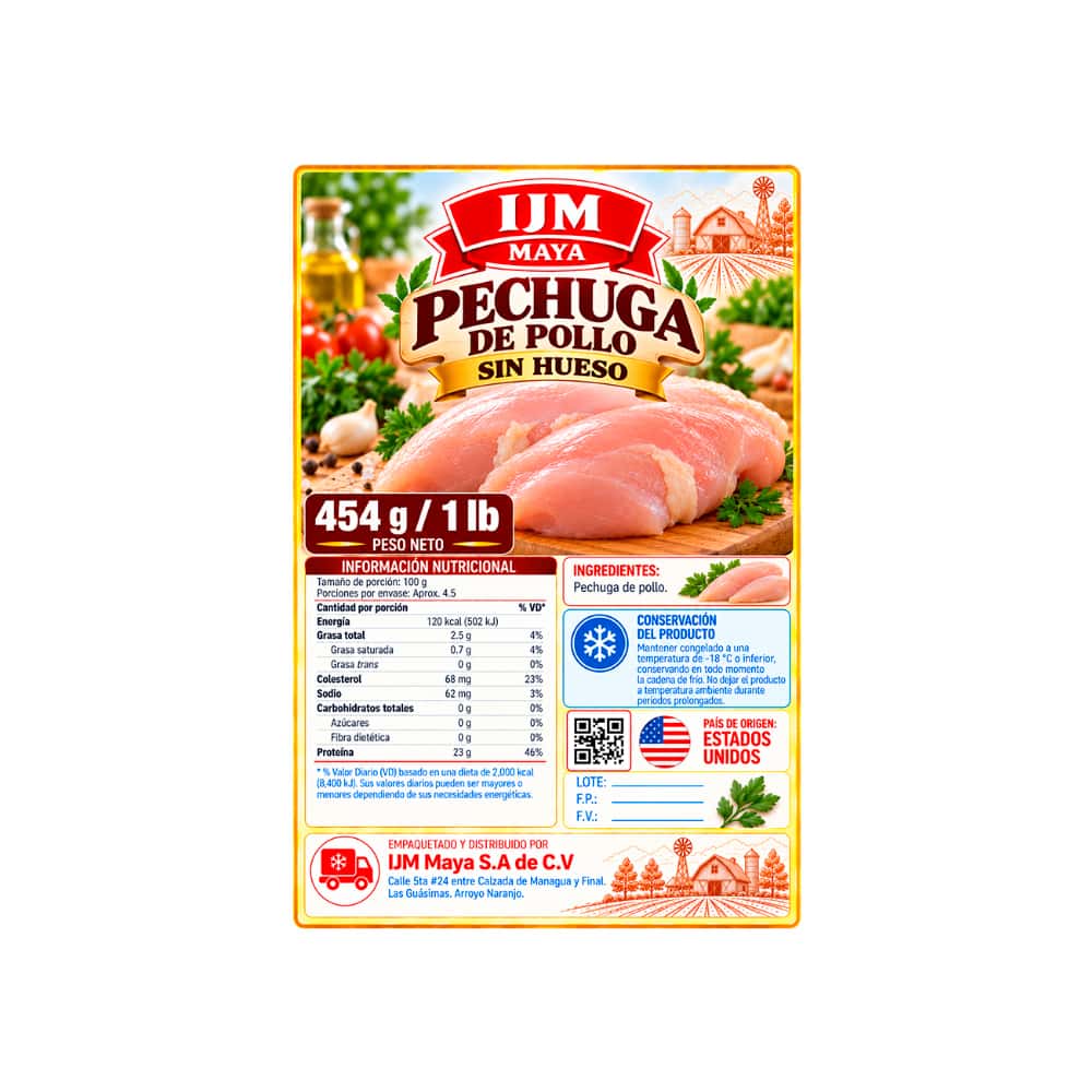 Pechuga de pollo sin hueso IJM Maya (454 g / 1 lb) - Miniatura 2