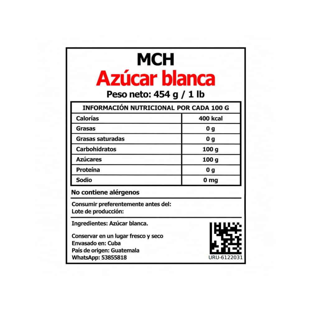 Azúcar blanca MCH (454 g / 1 lb) - Miniatura 2