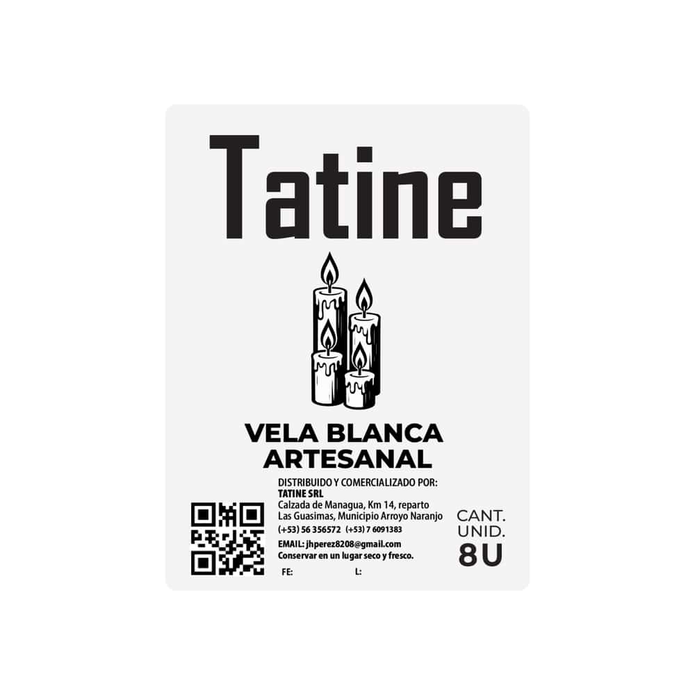 Vela blanca artesanal Tatine (8 U) - Miniatura 3