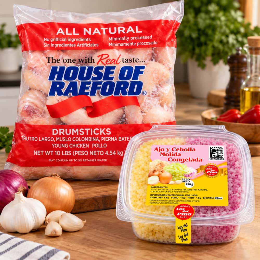 Muslos de pollo House of Raeford + Ajo y cebolla molida congelada Los del Pino - Miniatura 2