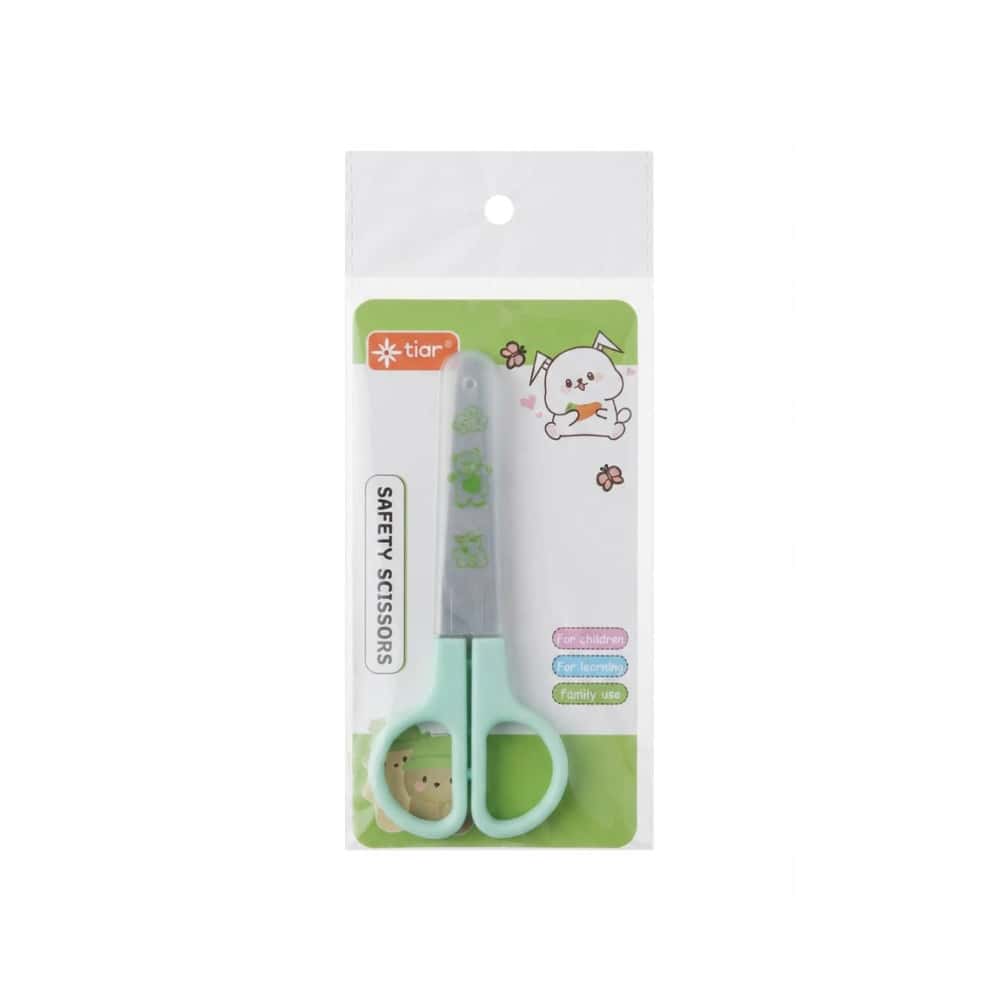 Tijera escolar infantil de color verde con protector de seguridad Tiara - Miniatura 2