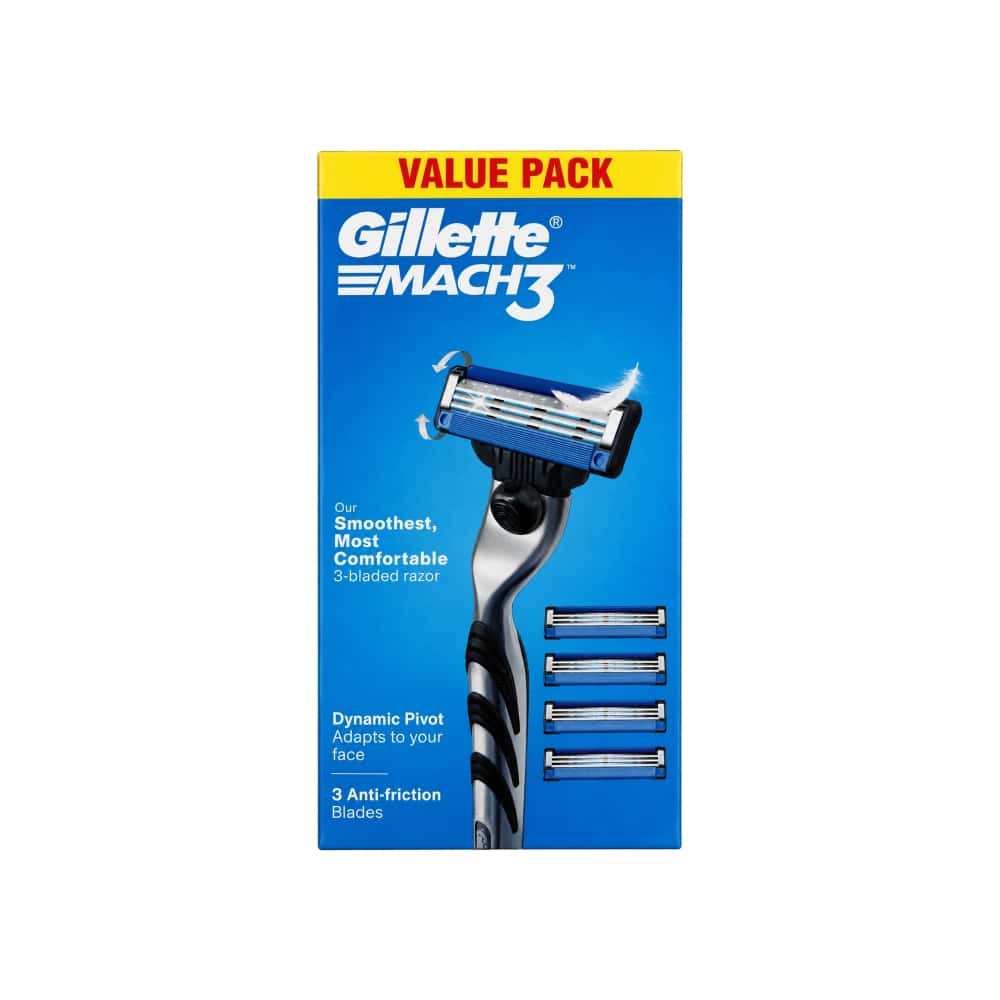Cuchilla de afeitar de triple hoja para hombre con 4 respuestos Mach3 Gillette - Miniatura 1