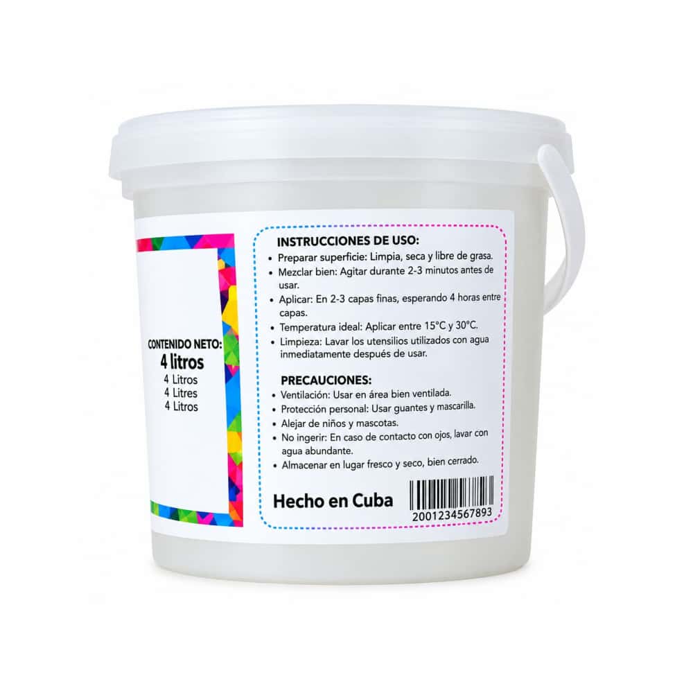 Pintura vinílica interior y exterior color blanco Bello Hogar (4 L) - Miniatura 2