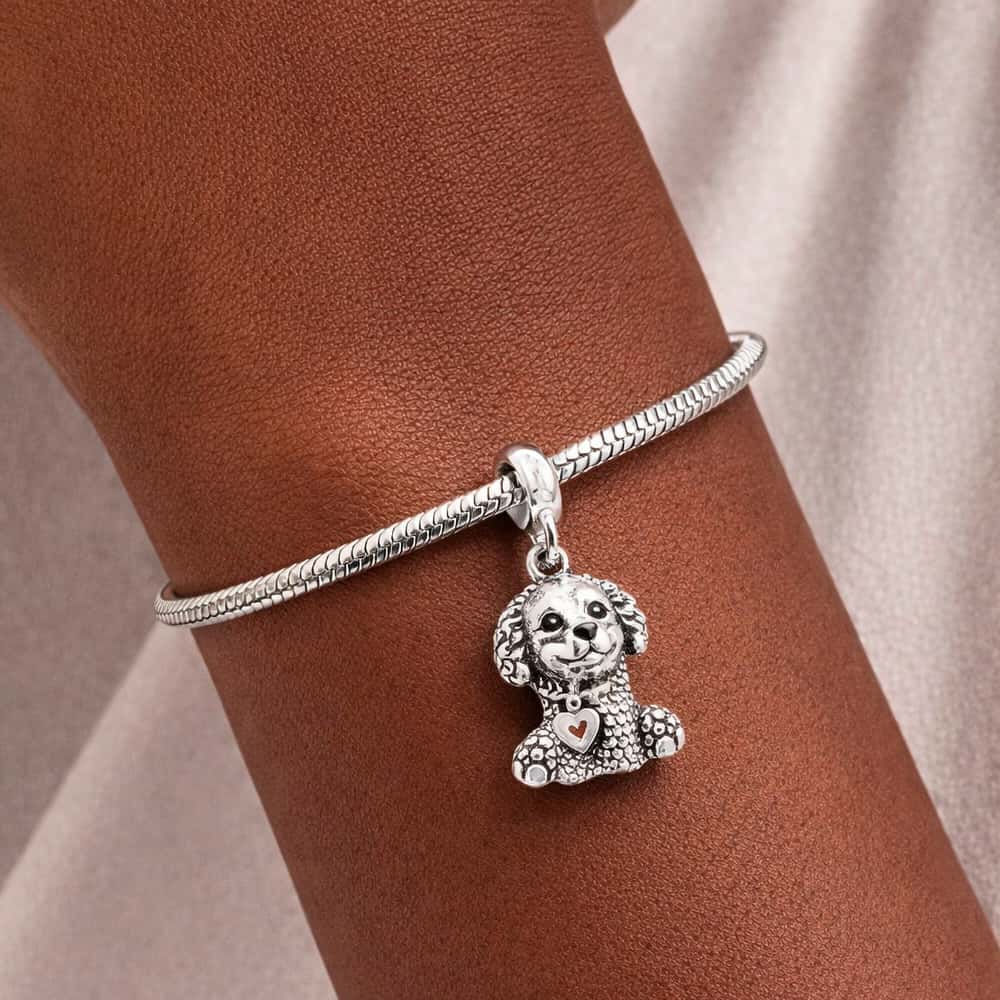 Charm colgante de plata S925 estilo Pandora cachorro de caniche - Miniatura 3