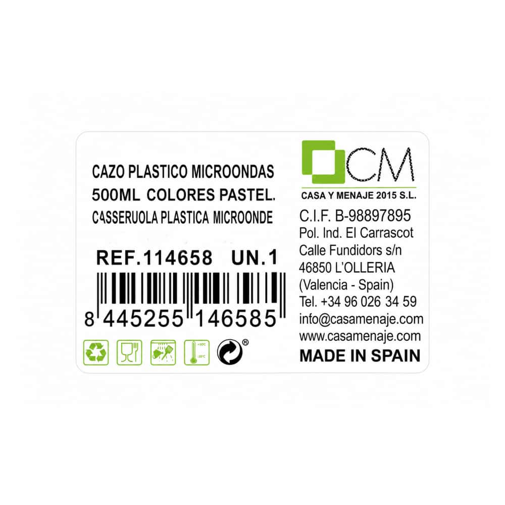 Cazo plástico para microondas color gris 500 ml Casa y Menaje - Miniatura 3