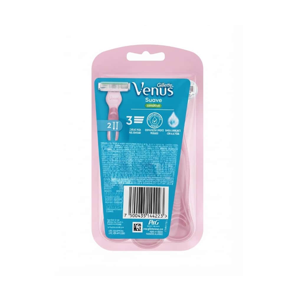 Máquinas de afeitar de 3 hojas desechables con aloe vera Gillette Venus Suave (2 U) - Miniatura 2
