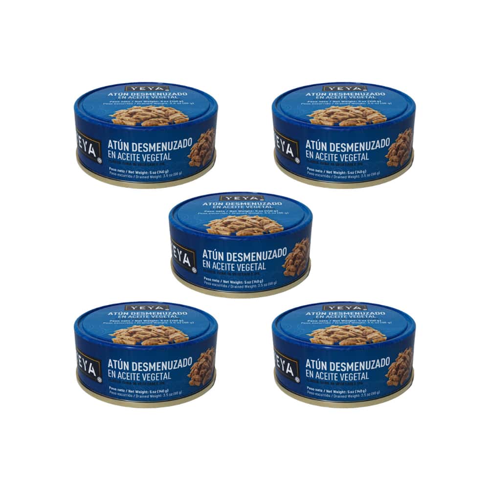 Atún desmenuzado en aceite vegetal YEYA (5 x 140 g / 5 oz) - Miniatura 1