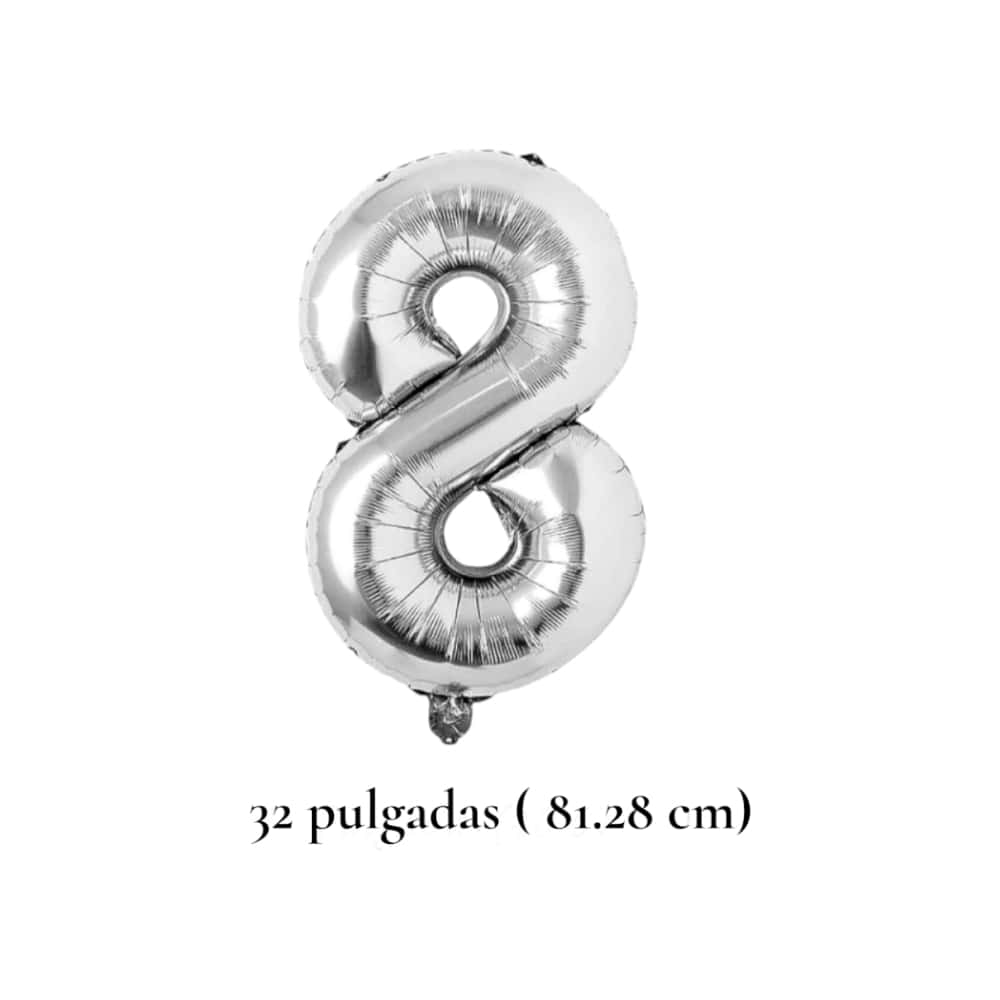 Globo plateado Número 8 -32 pulgadas Ballon - Miniatura 2