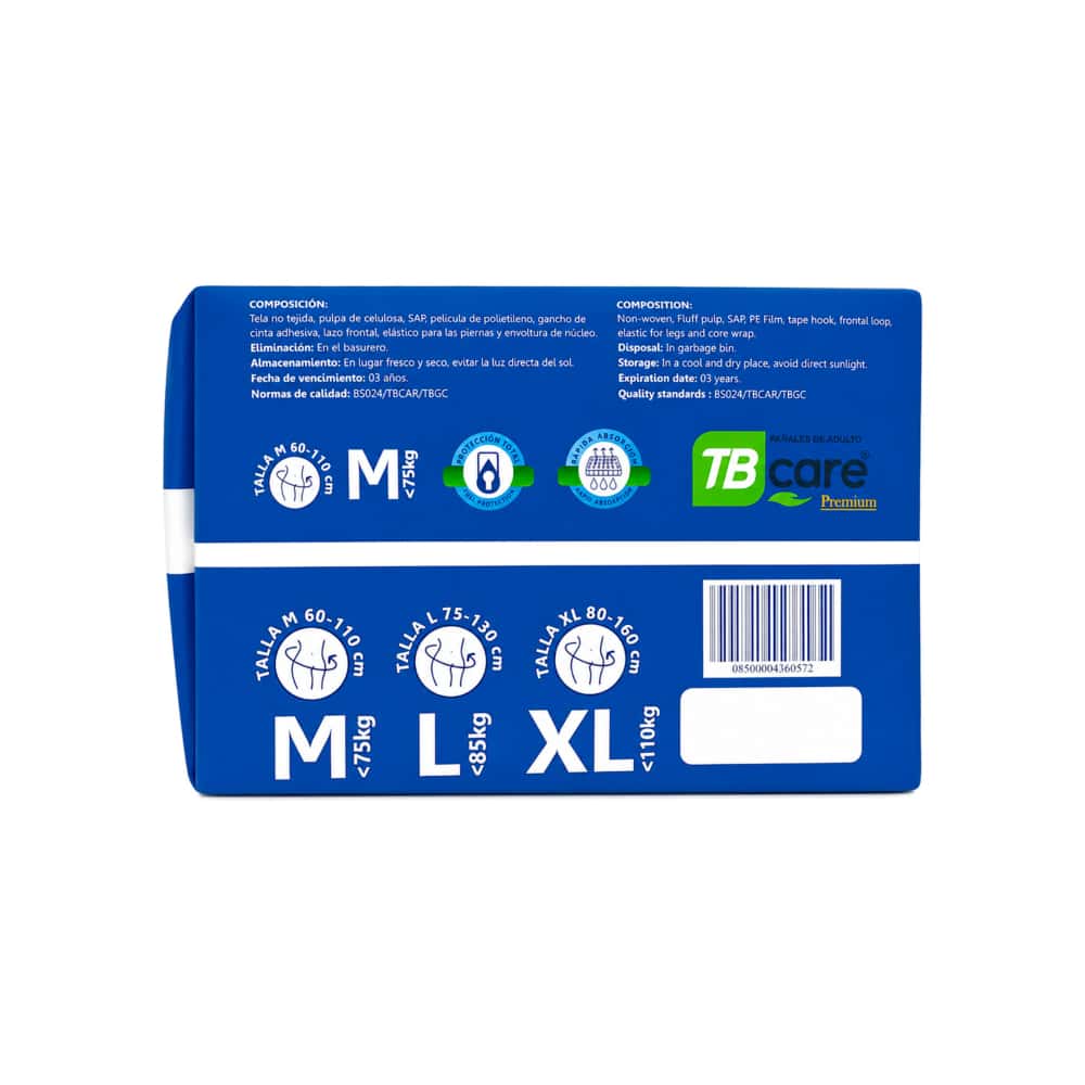 Pañales desechables para adultos talla M Tb Care (10 U) - Miniatura 2