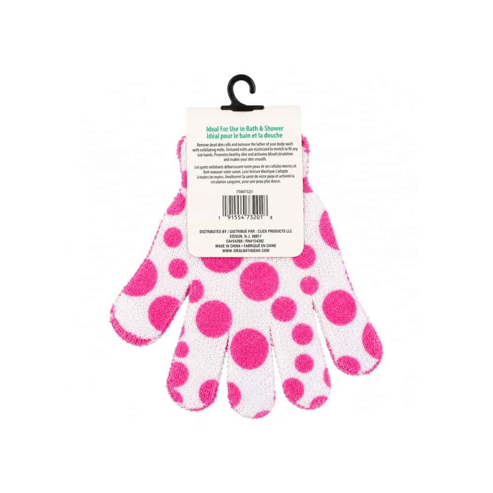 Guantes exfoliantes de baño de lujo con diseño de puntos rosas Ideal Bath (1 U) - Miniatura 2