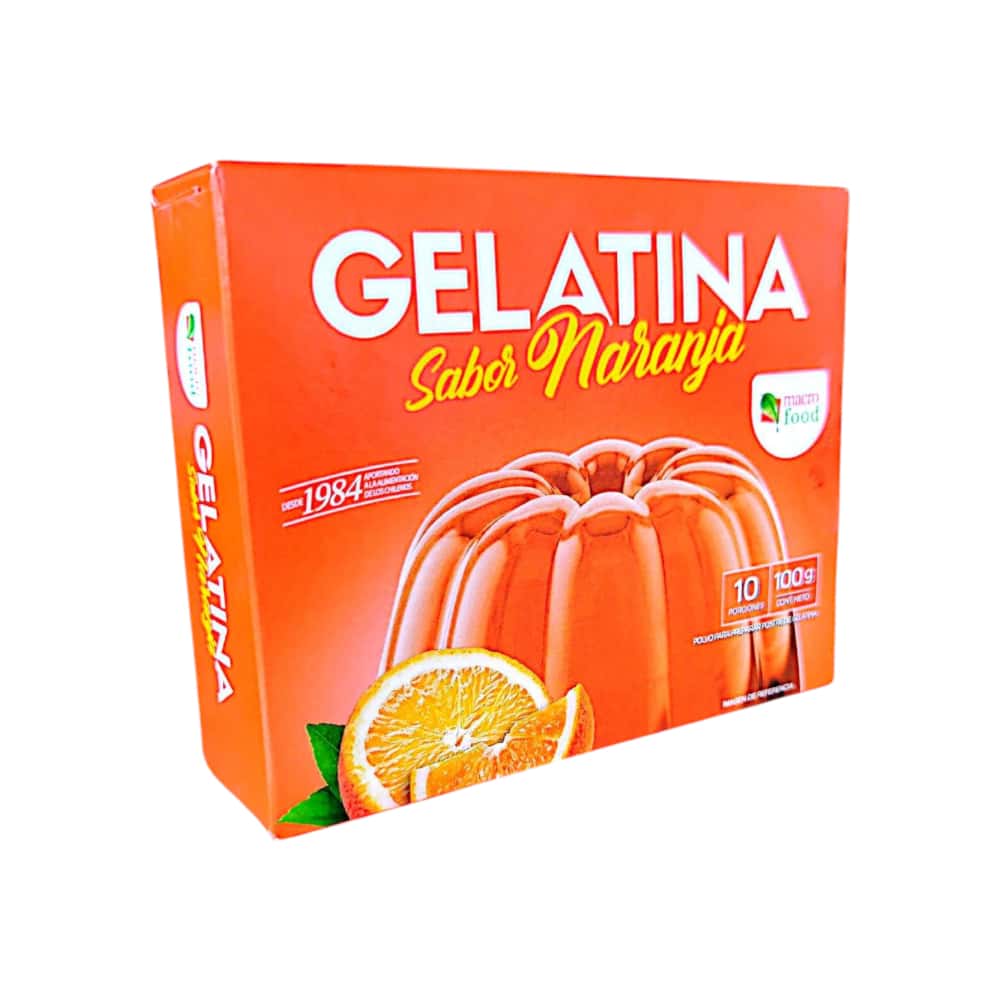 Gelatina sabor naranja Macro Food (100 g / 3.5 oz) - Miniatura 1
