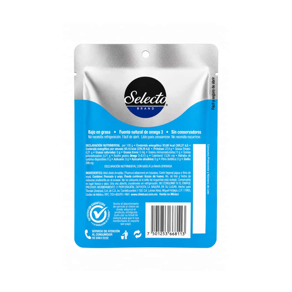 Atún aleta amarilla en hojuelas en agua Selecto Brand (74 g / 2.61 oz) - Miniatura 2