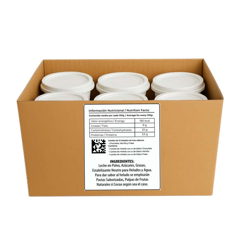 Caja de helados surtidos de chocolate, vainilla y fresa Alask (12 X 400 g) - Miniatura 2