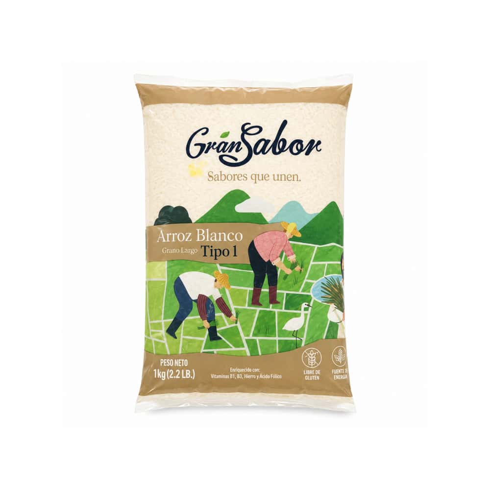 Arroz blanco de grano largo Gran Sabor (12 x 1 kg / 2.2 lb) - Miniatura 2
