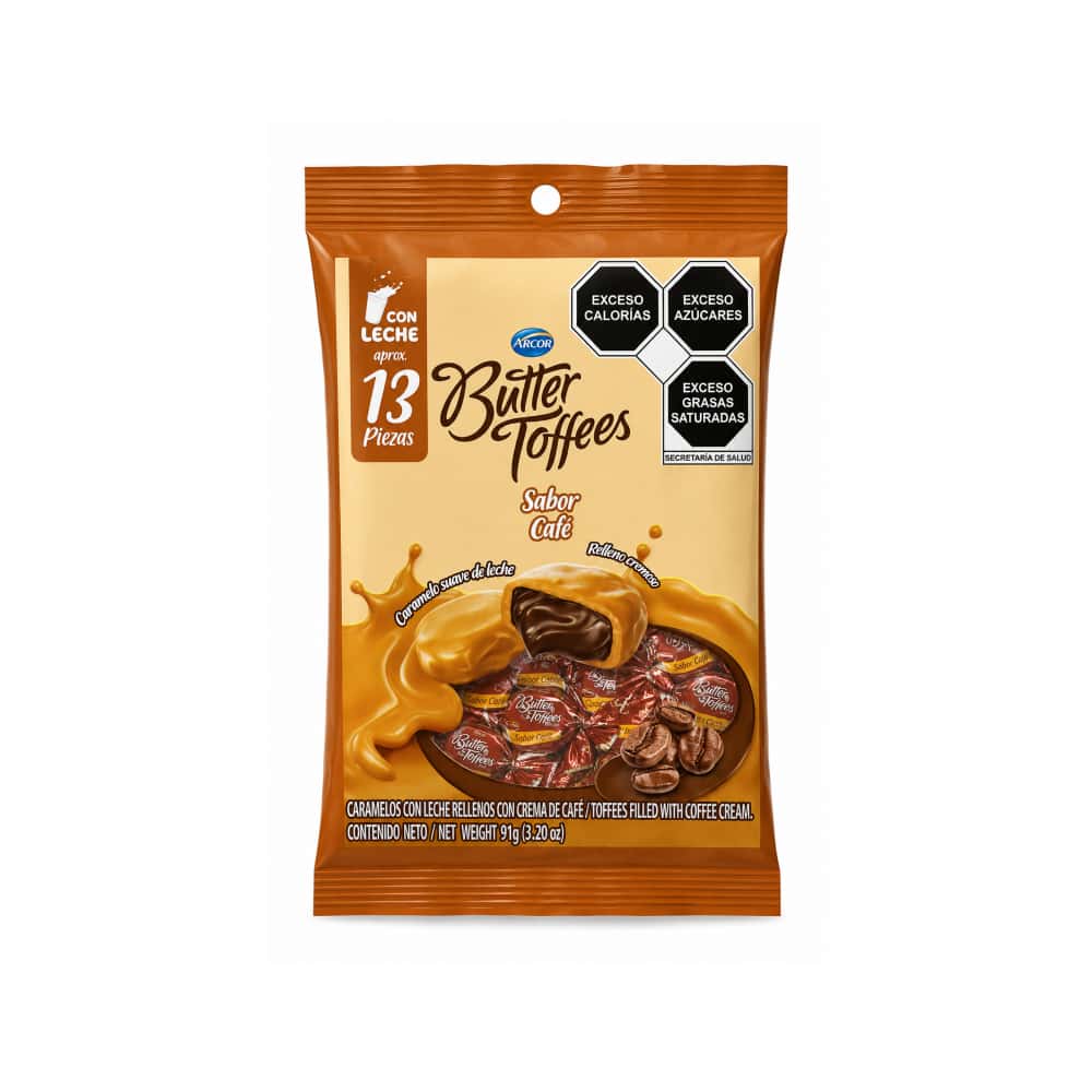 Caramelos con leche rellenos con crema de café Arcor Butter Toffees (91 g / 3.20 oz) - Miniatura 1