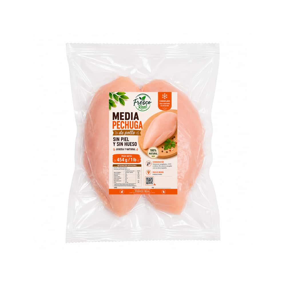 Media pechuga de pollo sin piel y sin hueso Fresco Real (454 g / 1 lb) - Miniatura 1