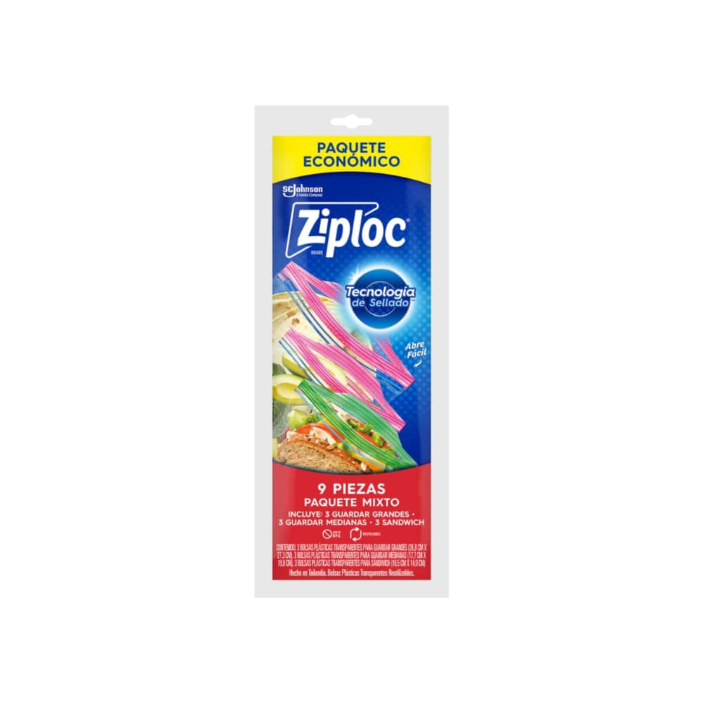 Bolsas reutilizables de plástico transparente para guardar Ziploc (9 U) - Miniatura 1