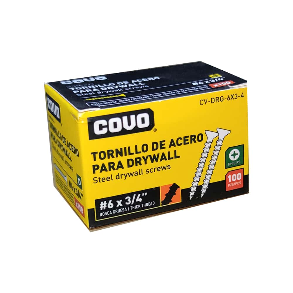 Caja de 100 tornillo de acero para paneles de yeso - pladur o drywall - #6 x 3/4" Covo - Miniatura 6