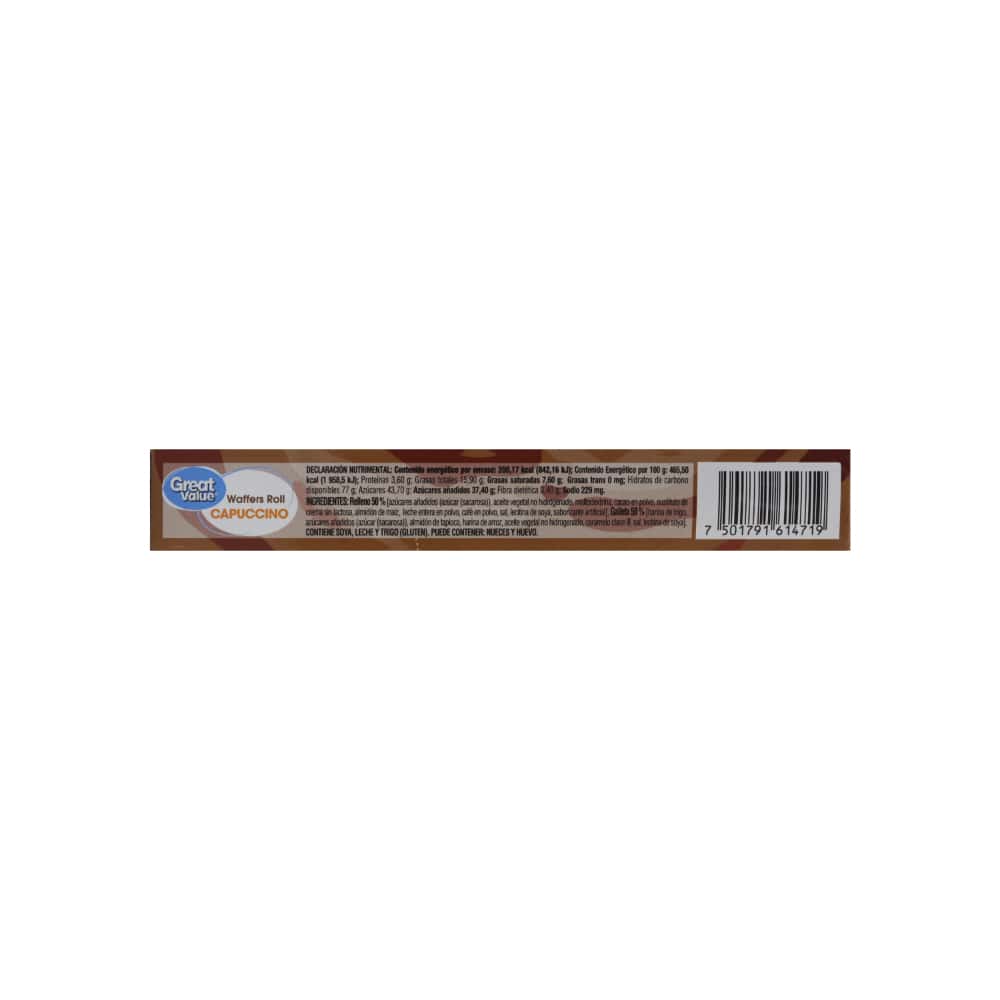 Galleta en forma de barquillo con relleno sabor capuchino Great Value (43 g / 1.51 oz) - Miniatura 2