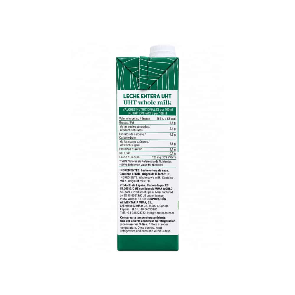 Leche entera UHT Vima Foods (1 L) - Miniatura 3
