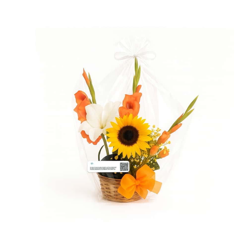 Confección en cestica de mimbre con flores variadas Ola Flowers - Miniatura 4