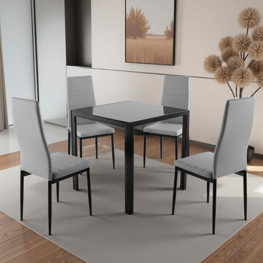 Juego de comedor Dowell: mesa con 4 sillas gris claro - Miniatura 2