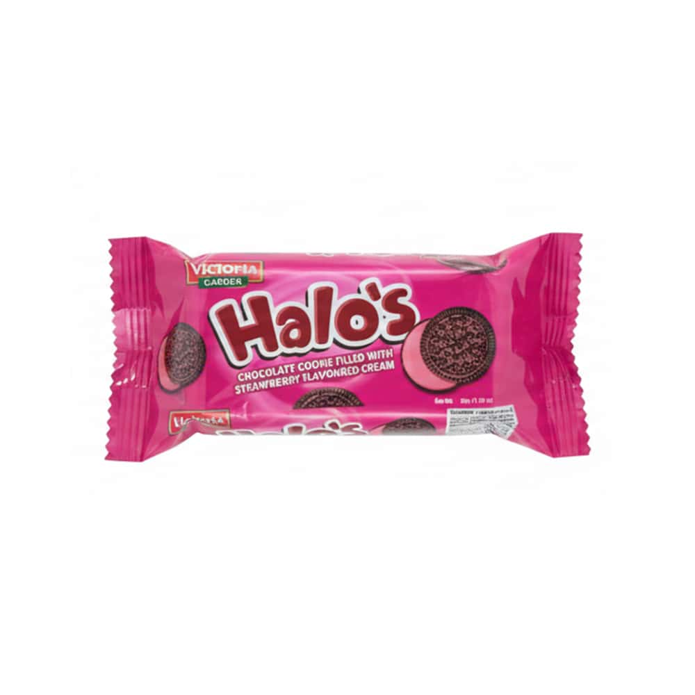 Galletas de chocolate rellenas con crema sabor fresa Victoria Garden Halo’s (30 g / 1.05 oz) - Miniatura 1