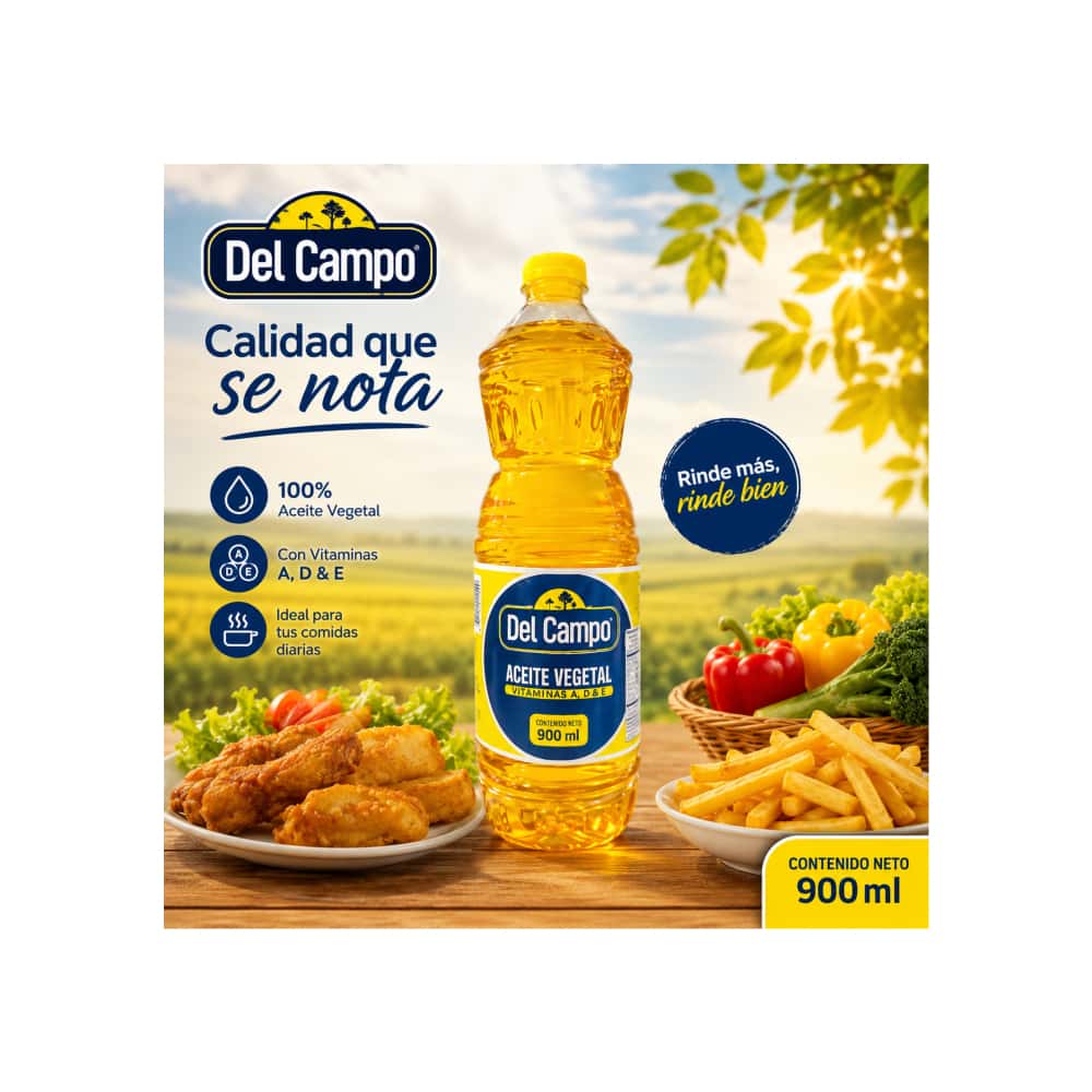 Aceite vegetal de oleína de palma y soya Del Campo (900 ml) - Miniatura 5