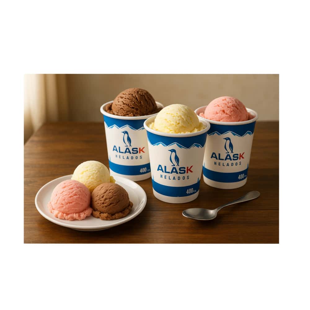 Caja de helados surtidos de chocolate, vainilla y fresa Alask (12 X 400 g) - Miniatura 4