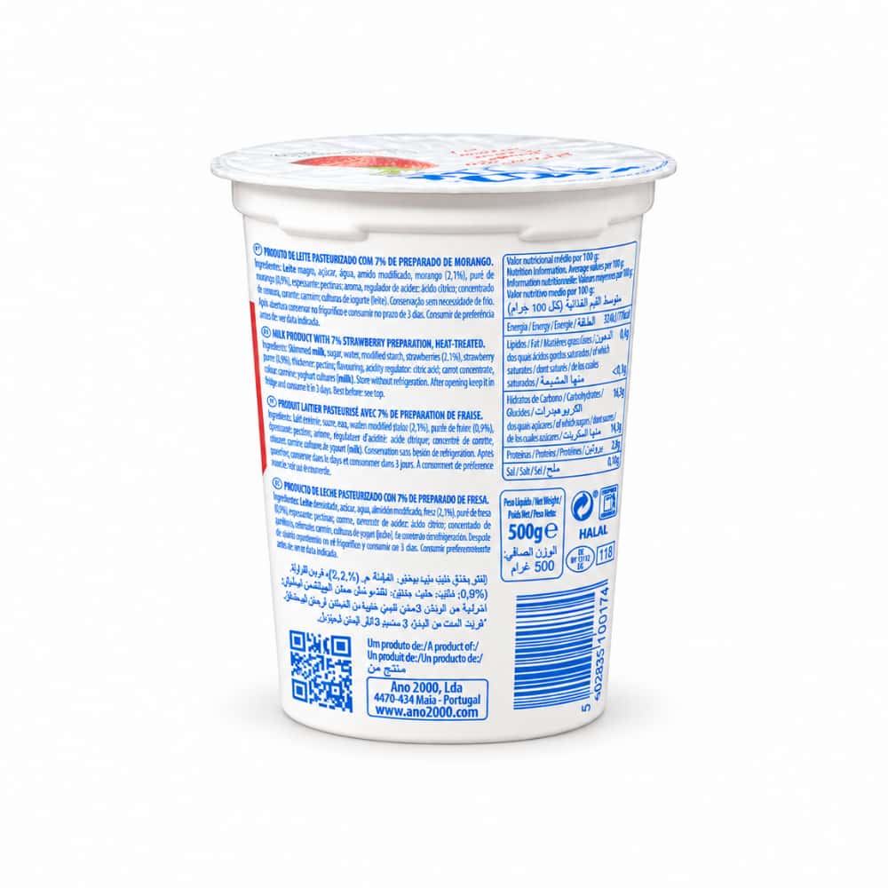 Yogurt pasteurizado sabor fresa con trocitos de frutas Tom Milk (6 x 500 g / 1.10 lb) - Miniatura 3