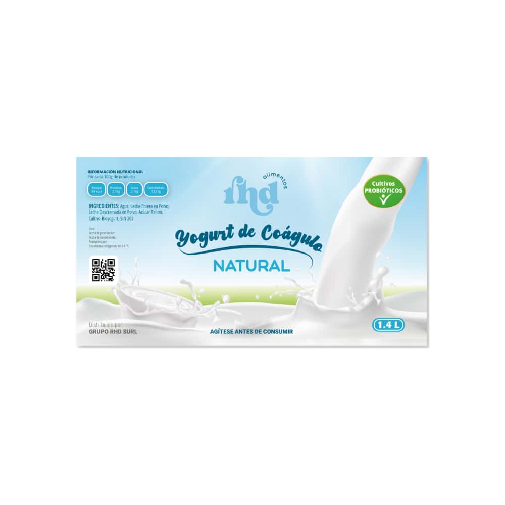 Yogurt probiótico de coágulo natural RHD (1.4 L) - Miniatura 3