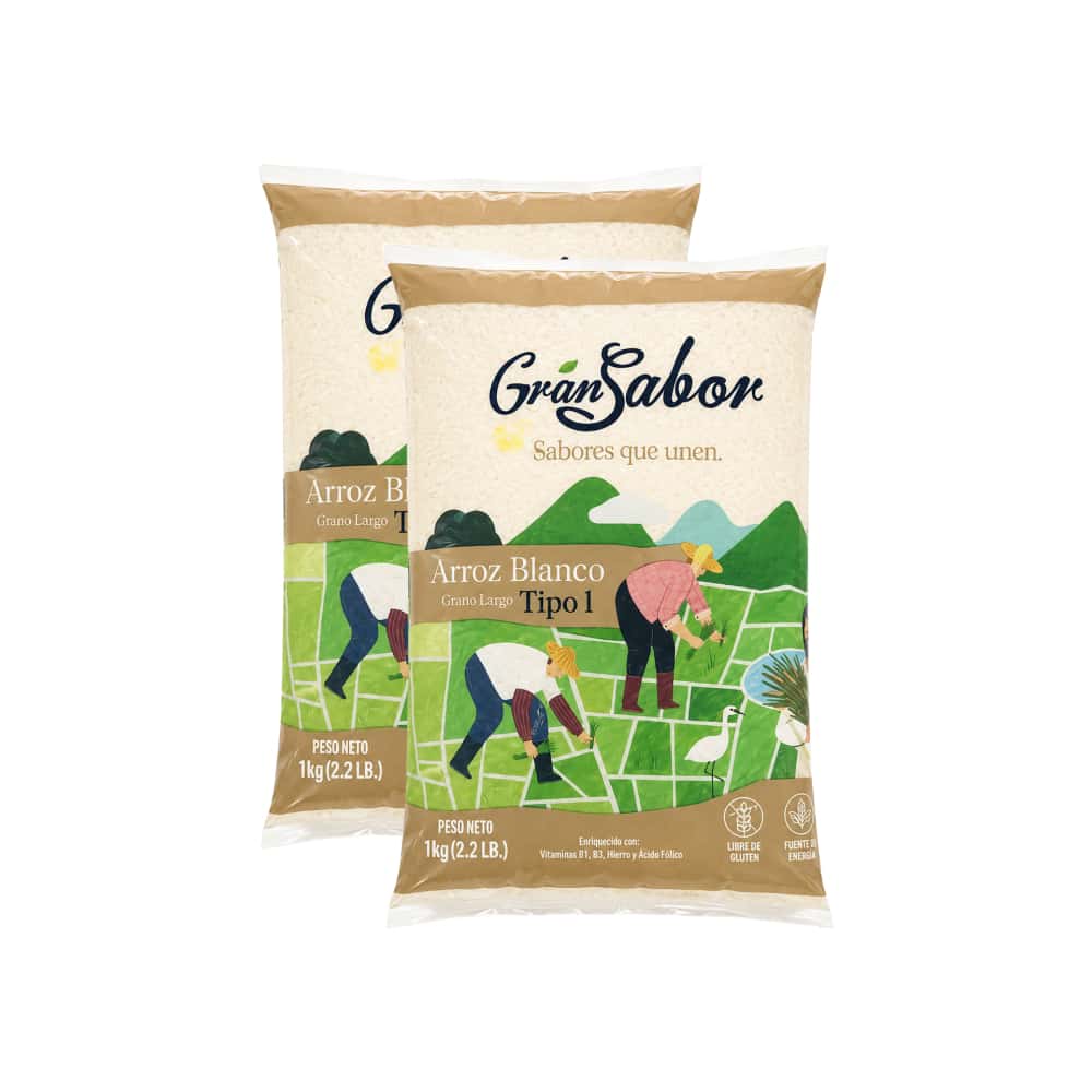 Arroz blanco de grano largo Gran Sabor (2 x 1 kg / 2.2 lb) - Miniatura 1
