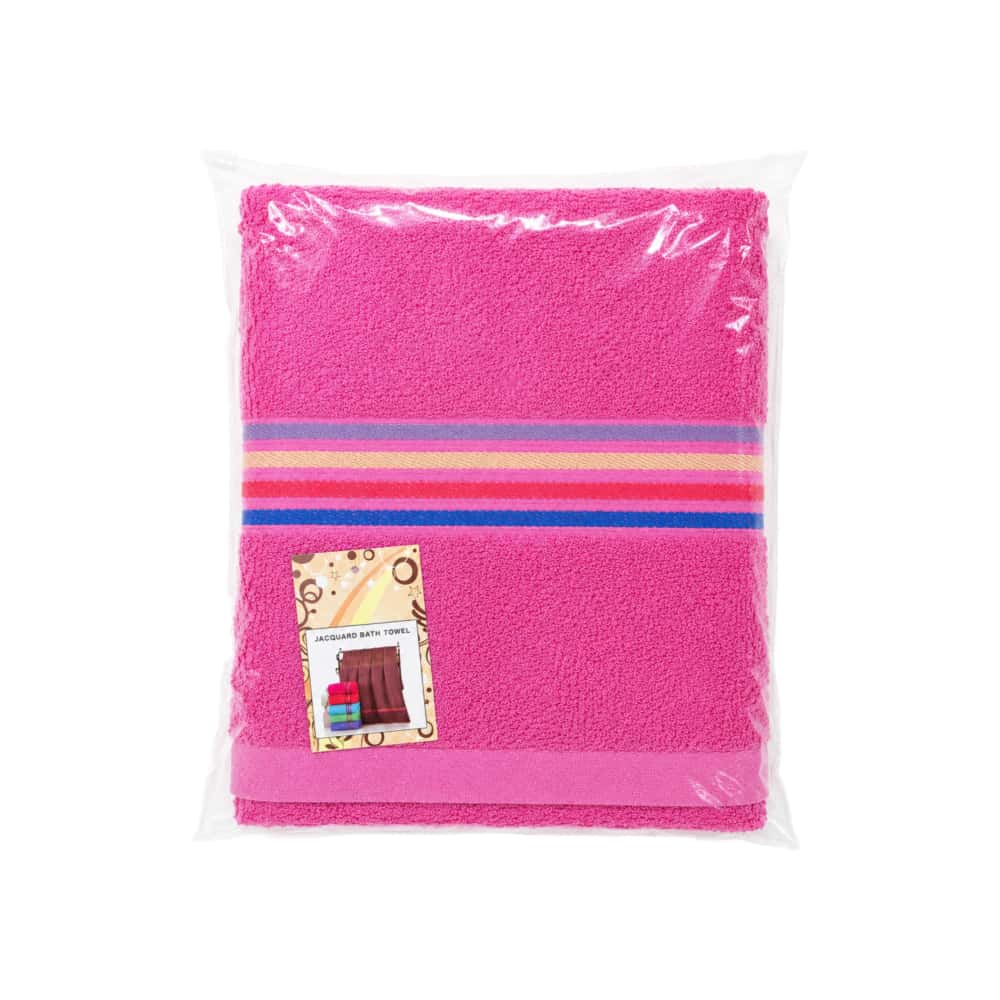 Toalla de baño grande color rosado 70 cm x 140 cm Jacquard - Miniatura 2