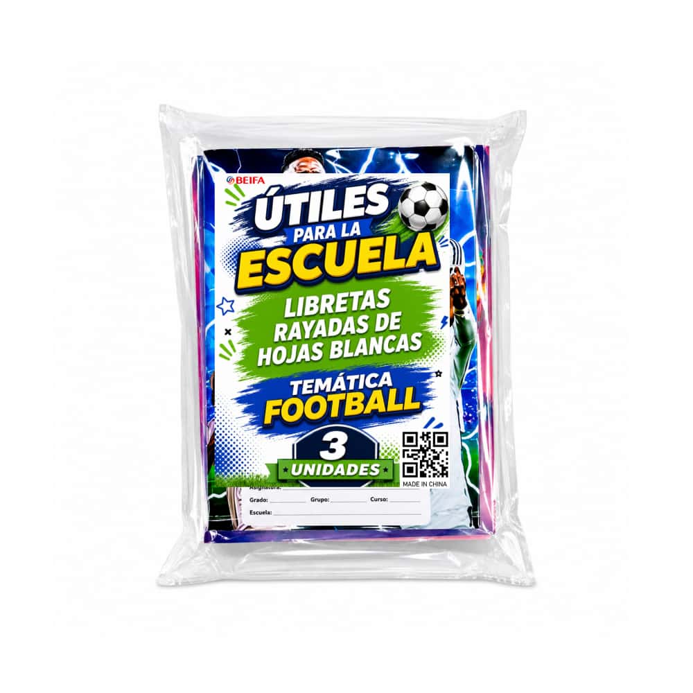 Libretas rayadas con temática de fútbol Beifa (3 U) - Miniatura 3