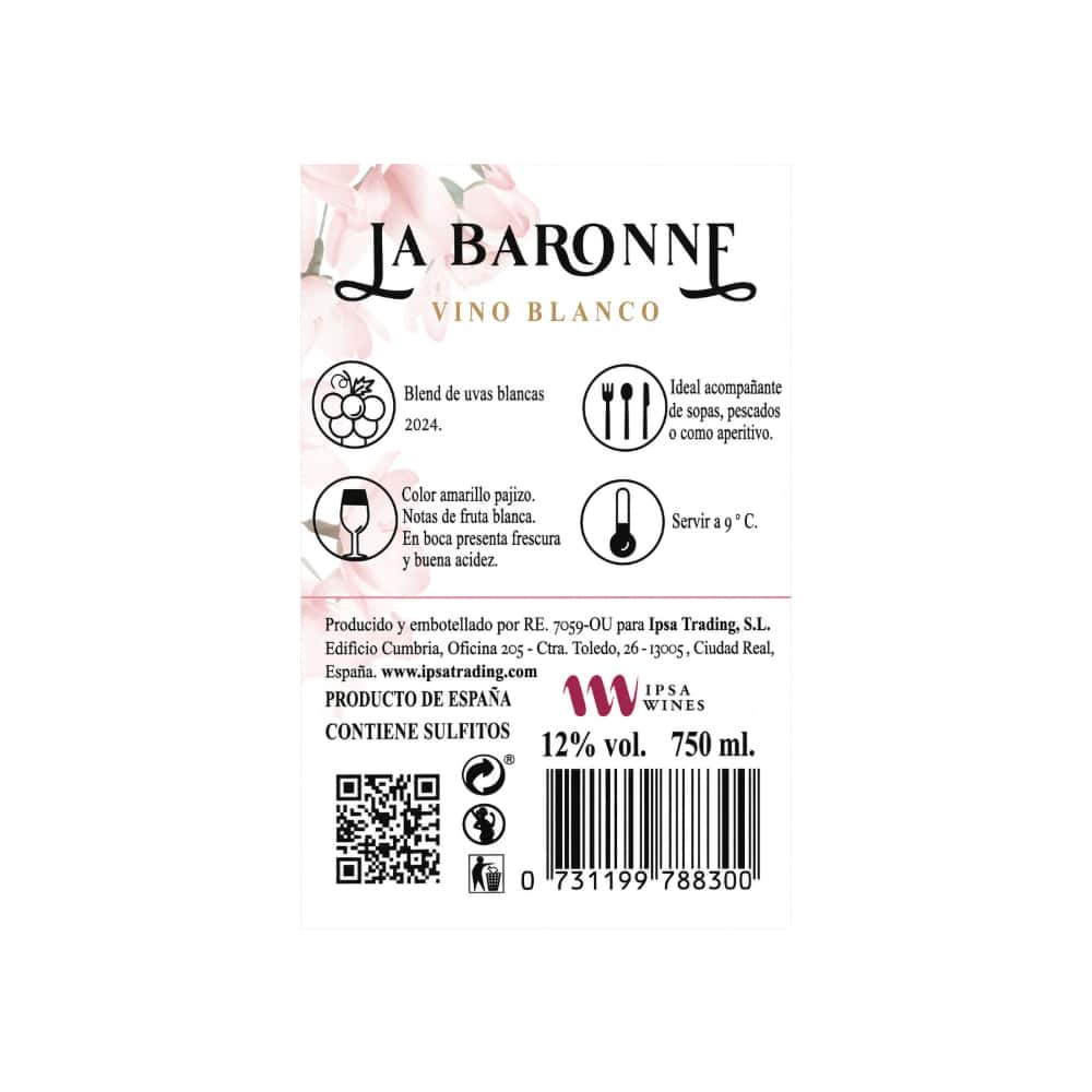 Vino blanco La Baronne (750 ml) 12% Vol - Miniatura 3