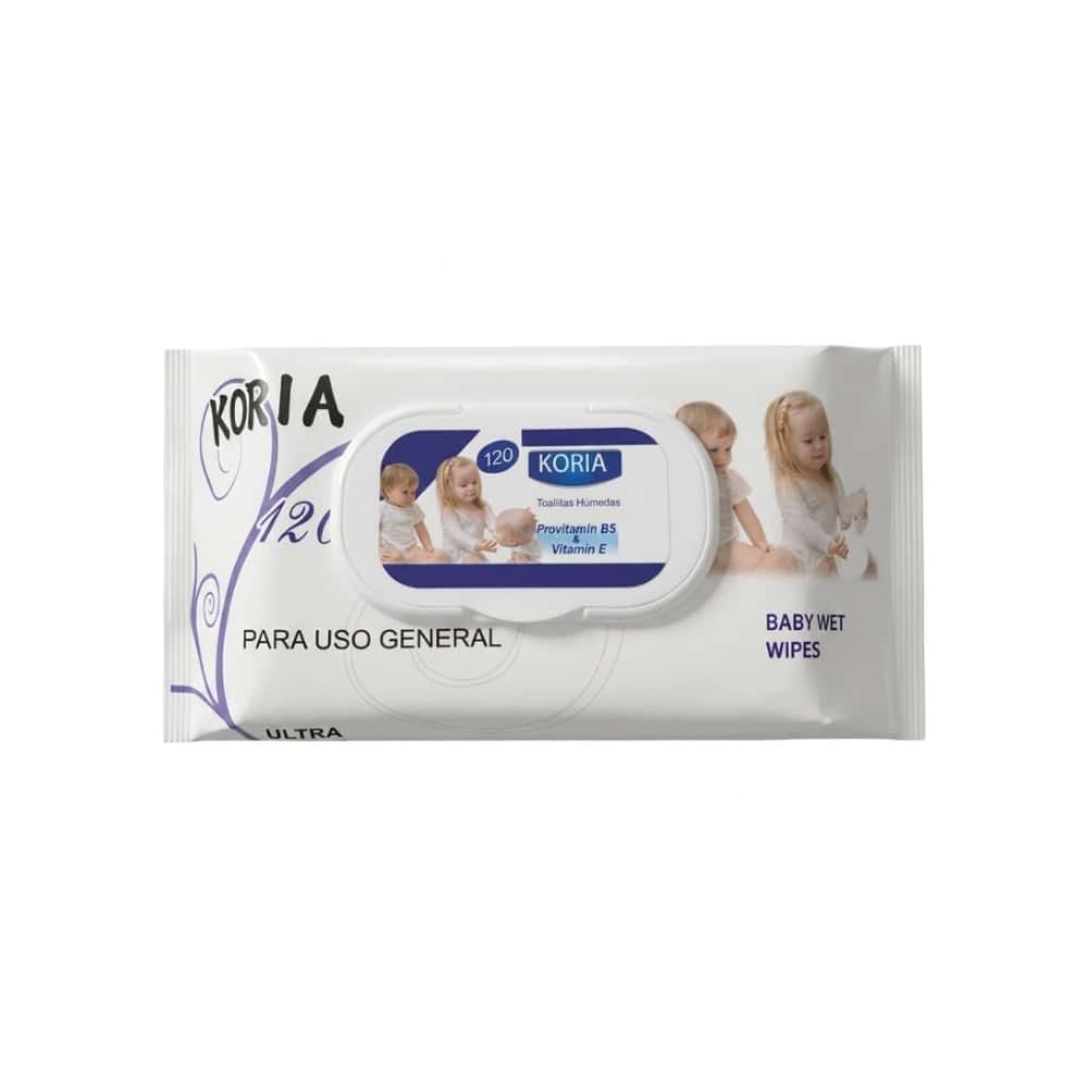 Toallitas húmedas para uso general con provitamina B5, vitamina E y tamaño XXL Koria (120 U) - Miniatura 1