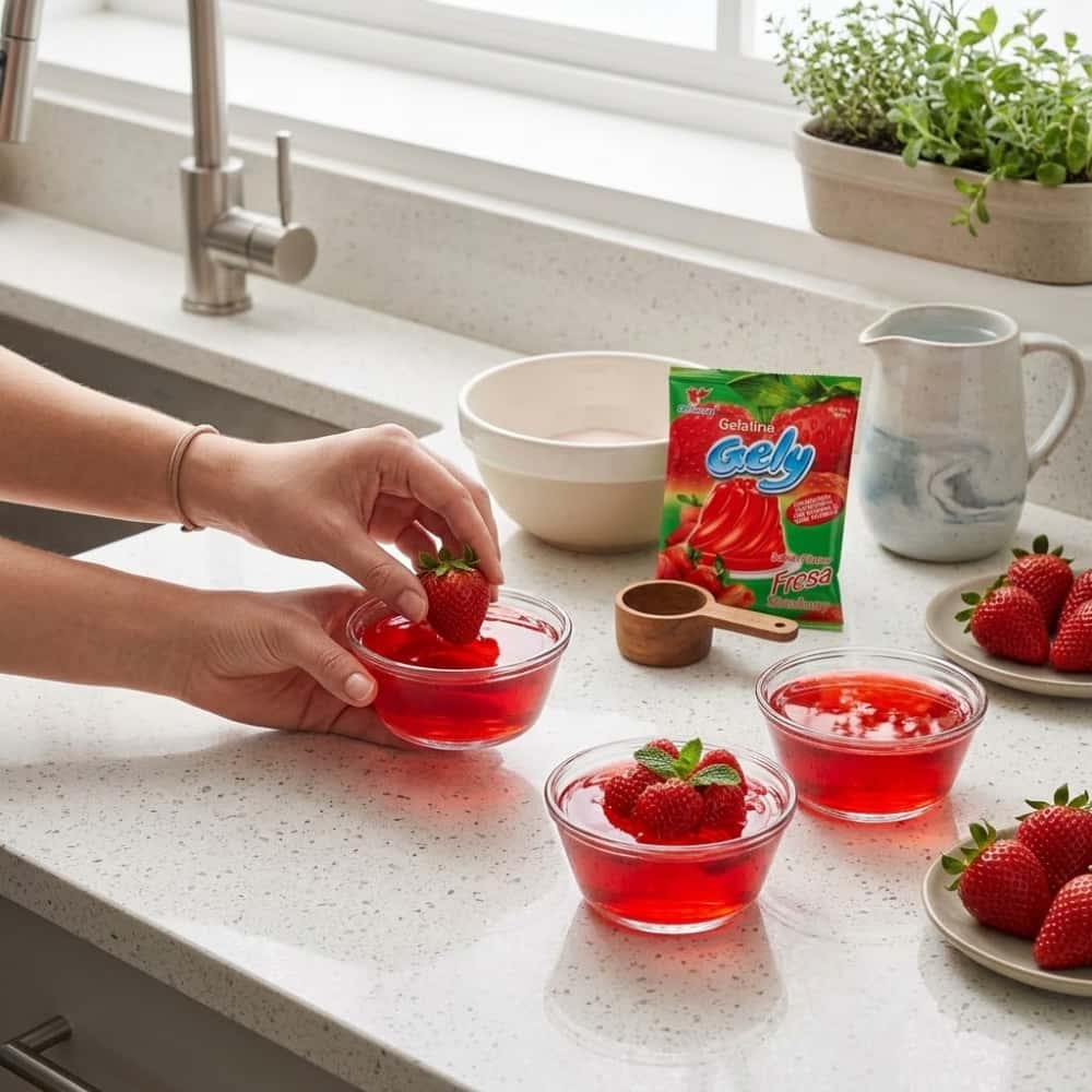Gelatina sabor fresa Gely (3 x 170 g / 6 oz) - Miniatura 4