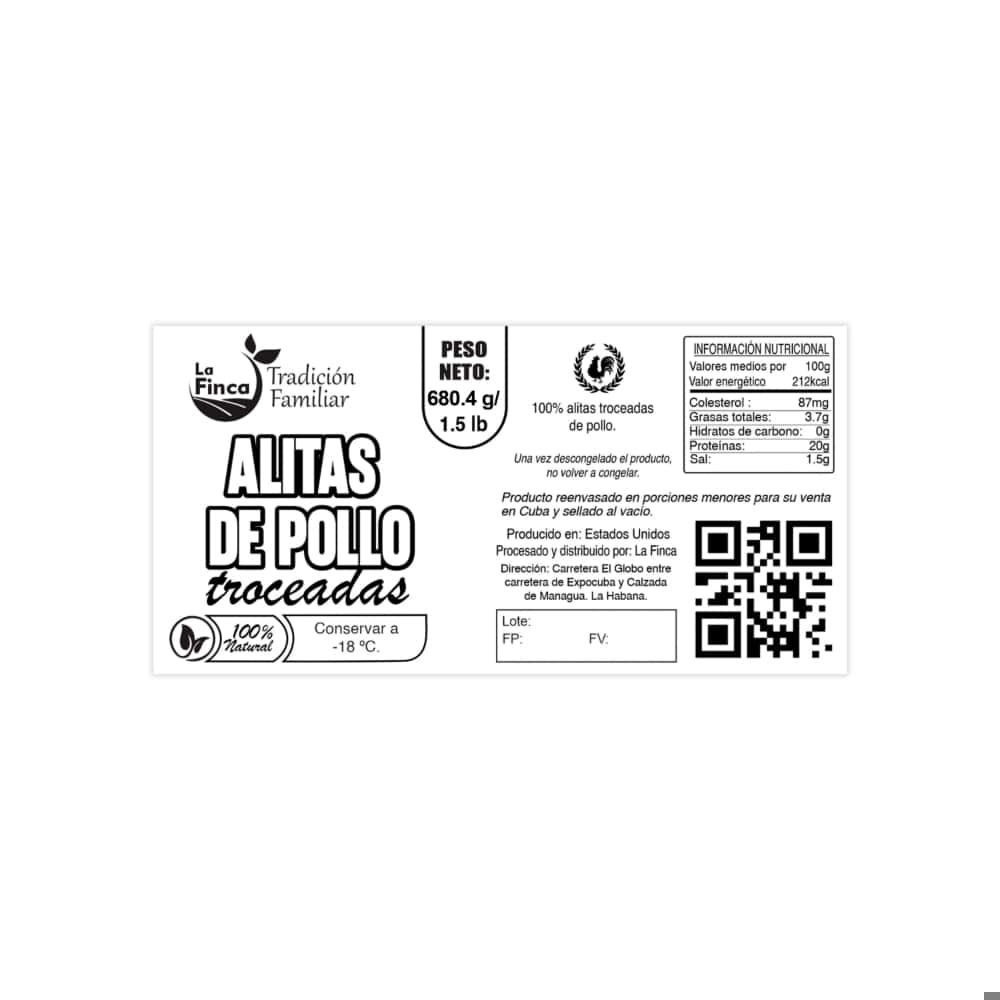 Alitas de pollo troceadas La Finca (680.4 g / 1.5 lb) - Miniatura 3