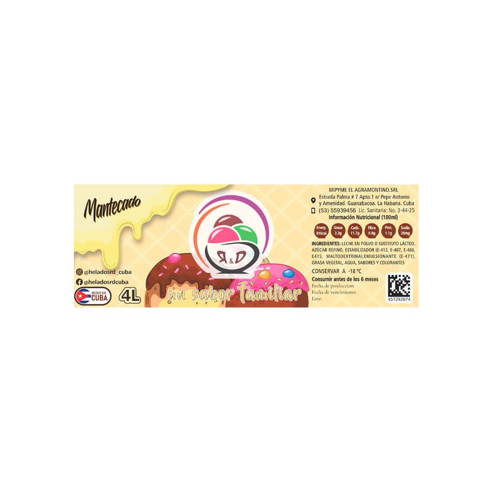 Helado sabor mantecado R&D (4 L) - Miniatura 3