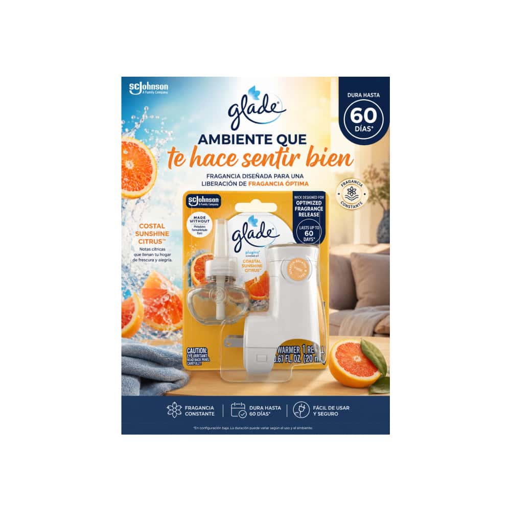 Ambientador eléctrico con aroma a cítrico y sol de la costa Glade (19.8 ml) - Miniatura 4