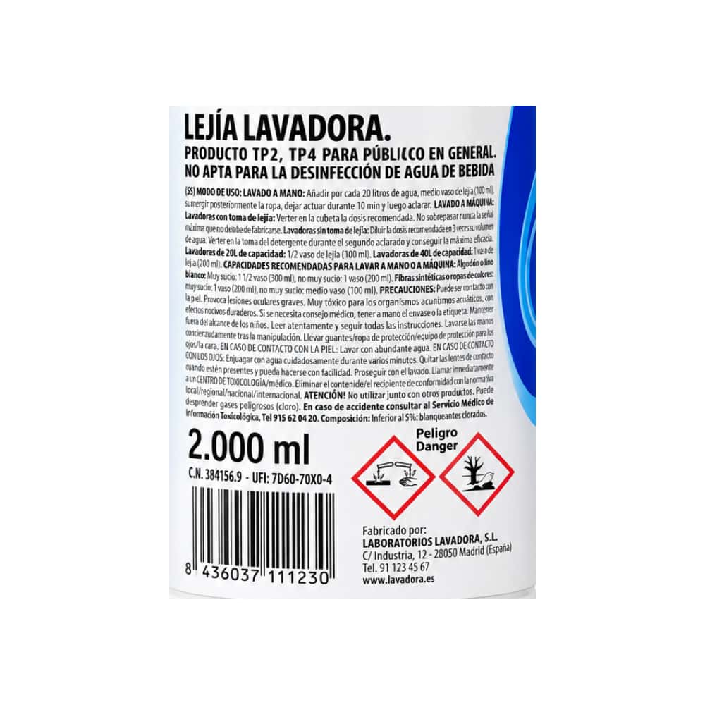 Lejía neutra desinfectante para lavadora Alin (2 L) - Miniatura 2
