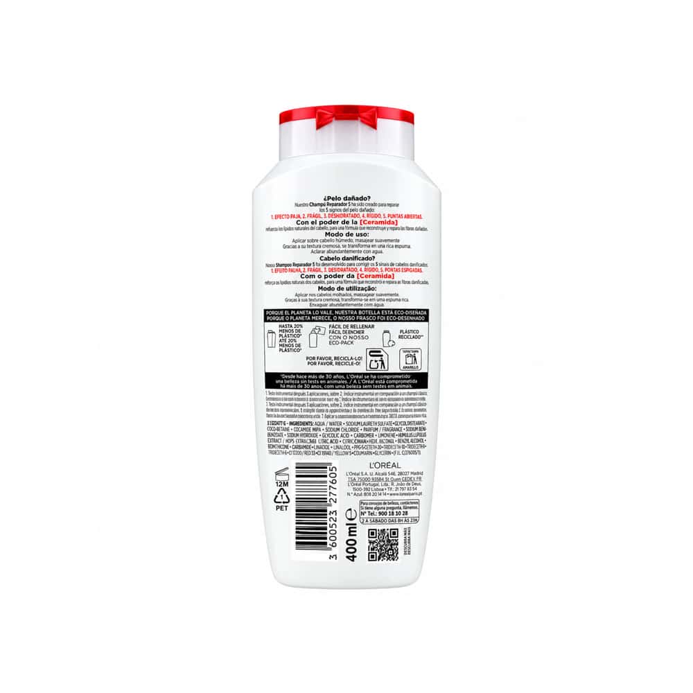 Champú Reparador Elvive Total Repair 5 de L'Oréal Paris (400 ml) - Miniatura 2