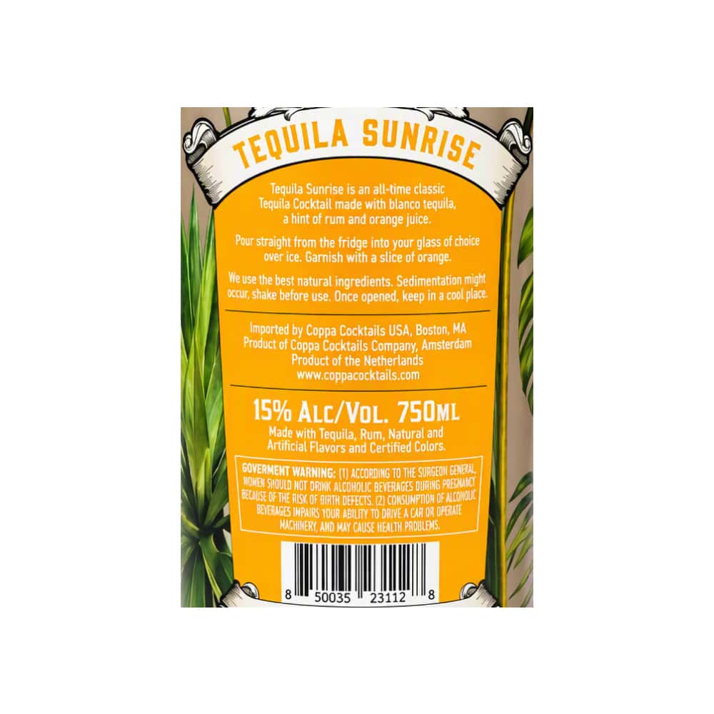 Cóctel a base de alcohol Tequila Sunrise Coppa Cocktails (750 ml) - Miniatura 3