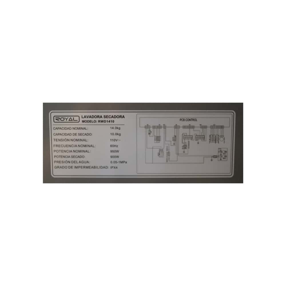 Lavadora secadora automática de carga frontal 14 Kg Royal RWD1410 - Miniatura 4