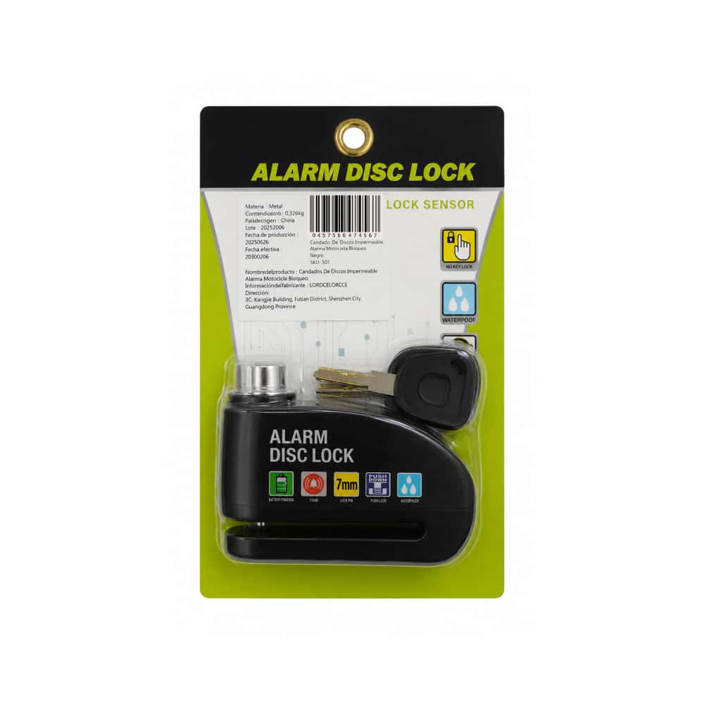 Candado de disco para motocicleta con alarma antirrobo de 110 dB Concen - Miniatura 2