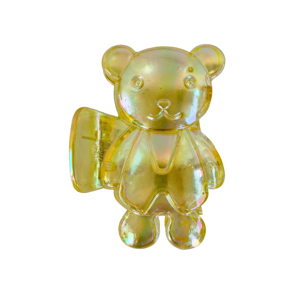 Gancho con figura de oso amarillo transparente con acabado tornasolado para el cabello Tiara - Miniatura 1
